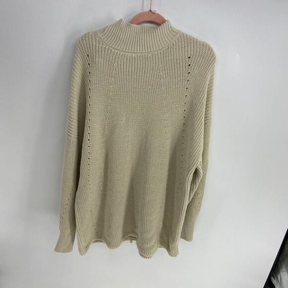 RDI Mock Neck Cream Oversize Long sleeve Ribbed Knit Sweater Womens Large - Picture 6 of 6